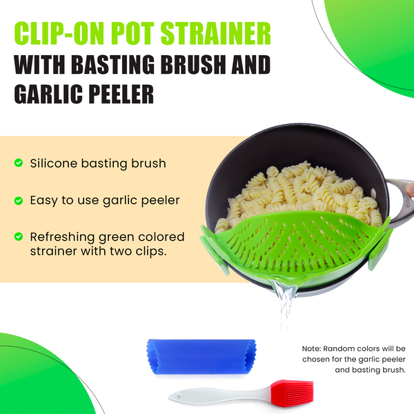 Salbree Silicone Clip N Strain, Vegetable and Ground Beef Grease Strainer  for Instant Pot - Black 6 Qt