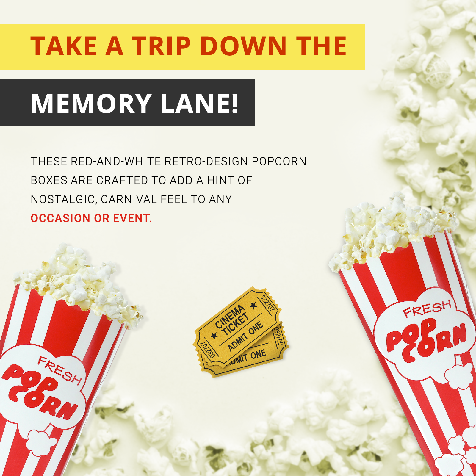 15 Popcorn Boxes, 7.75" Inches Tall and Holds 46 Oz