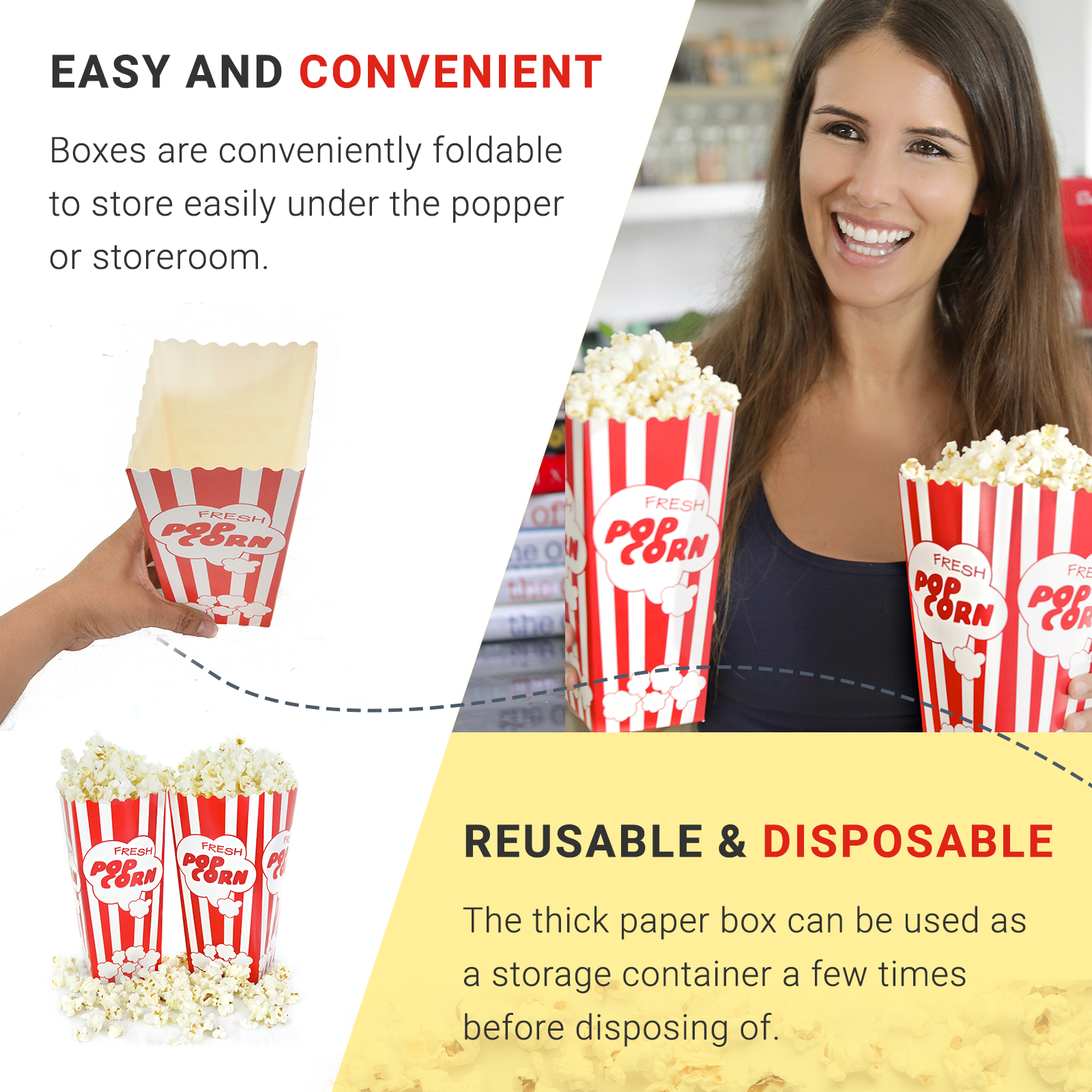 30 Popcorn Boxes, 7.75" Inches Tall and Holds 46 Oz