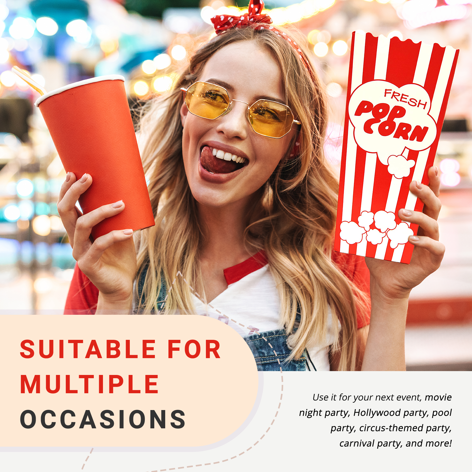 15 Popcorn Boxes, 7.75" Inches Tall and Holds 46 Oz