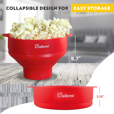 The Original Salbree Microwave Popcorn Popper Machine, Silicone Popcorn Maker, Collapsible Microwavable Bowl - Hot Air Popper - No Oil Required - The Most Colors Available (Turquoise)