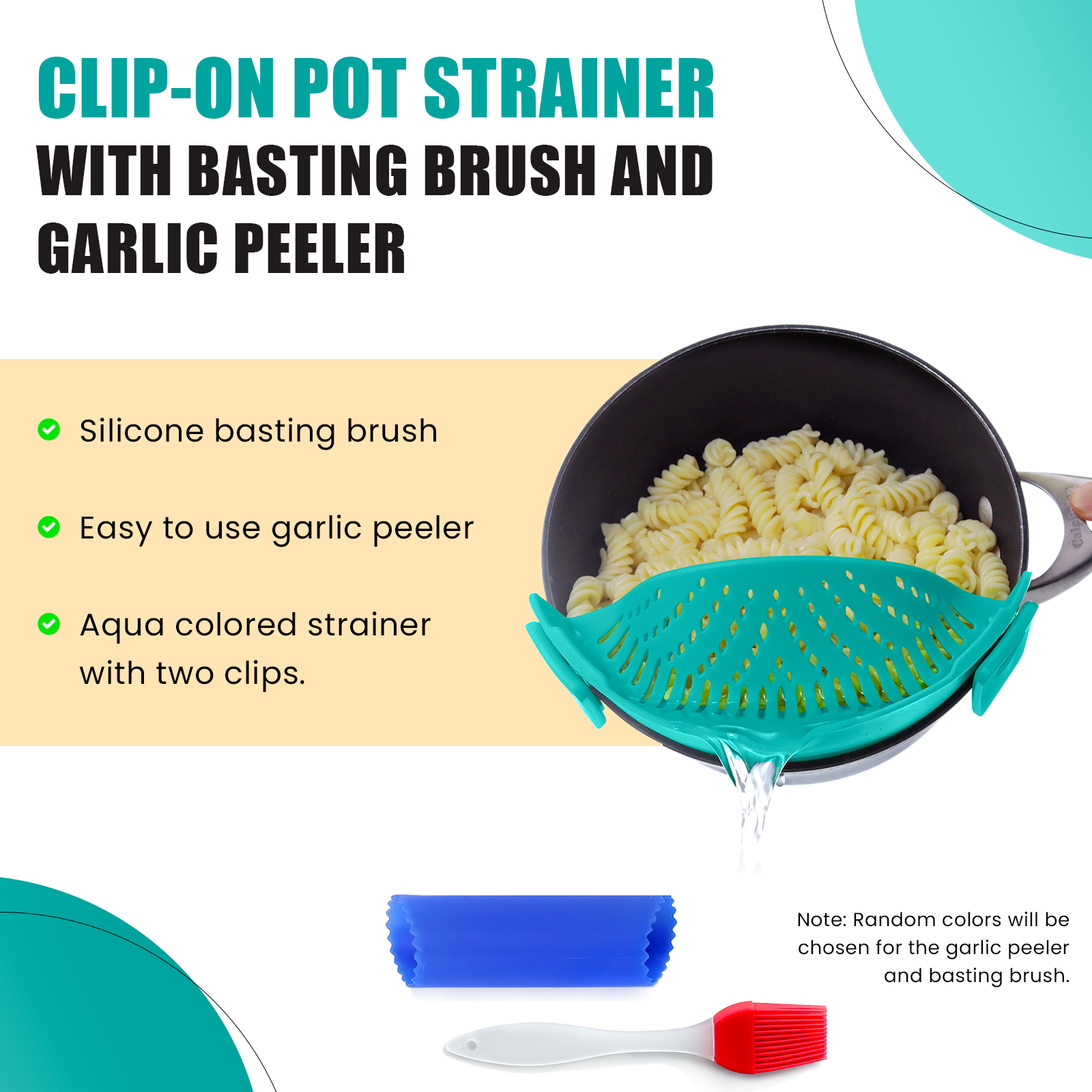 Salbree Clip-on Kitchen Food Strainer - Aqua 