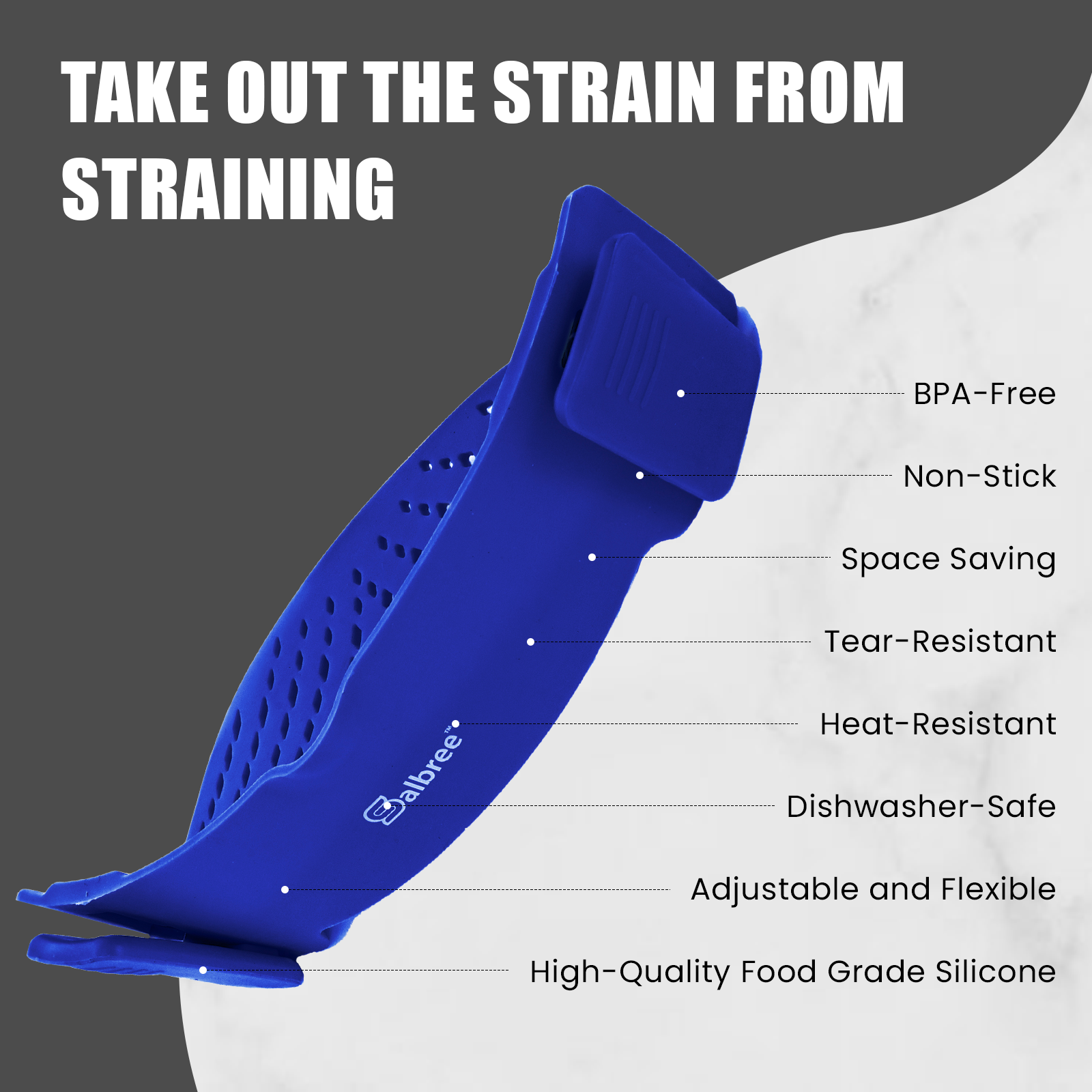 Salbree Clip-on Kitchen Food Strainer - Dark Blue