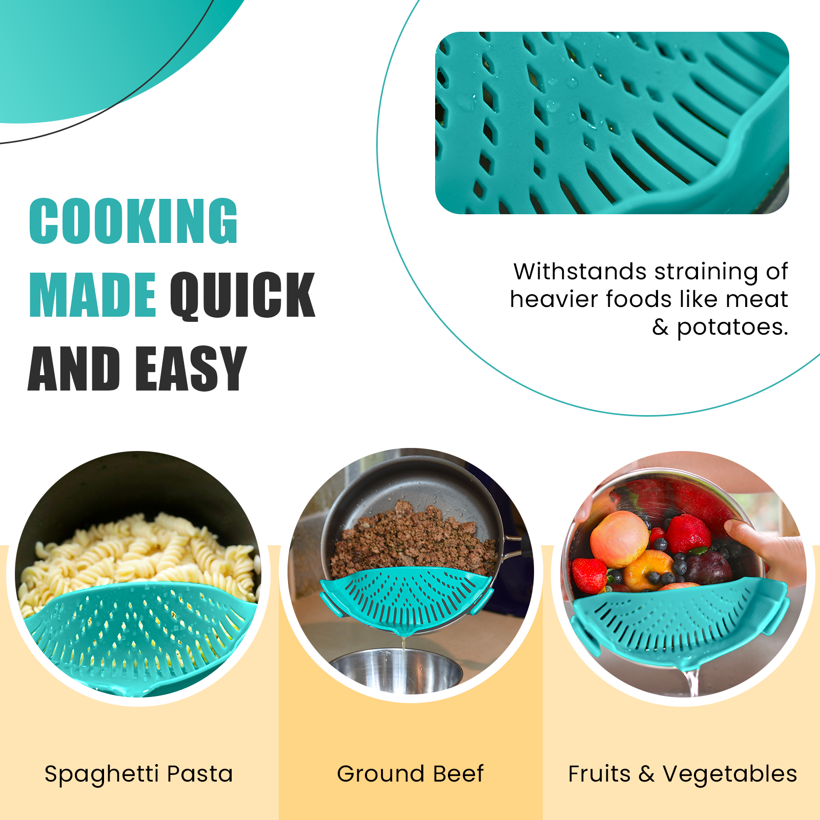 Salbree Clip-on Kitchen Food Strainer - Aqua 