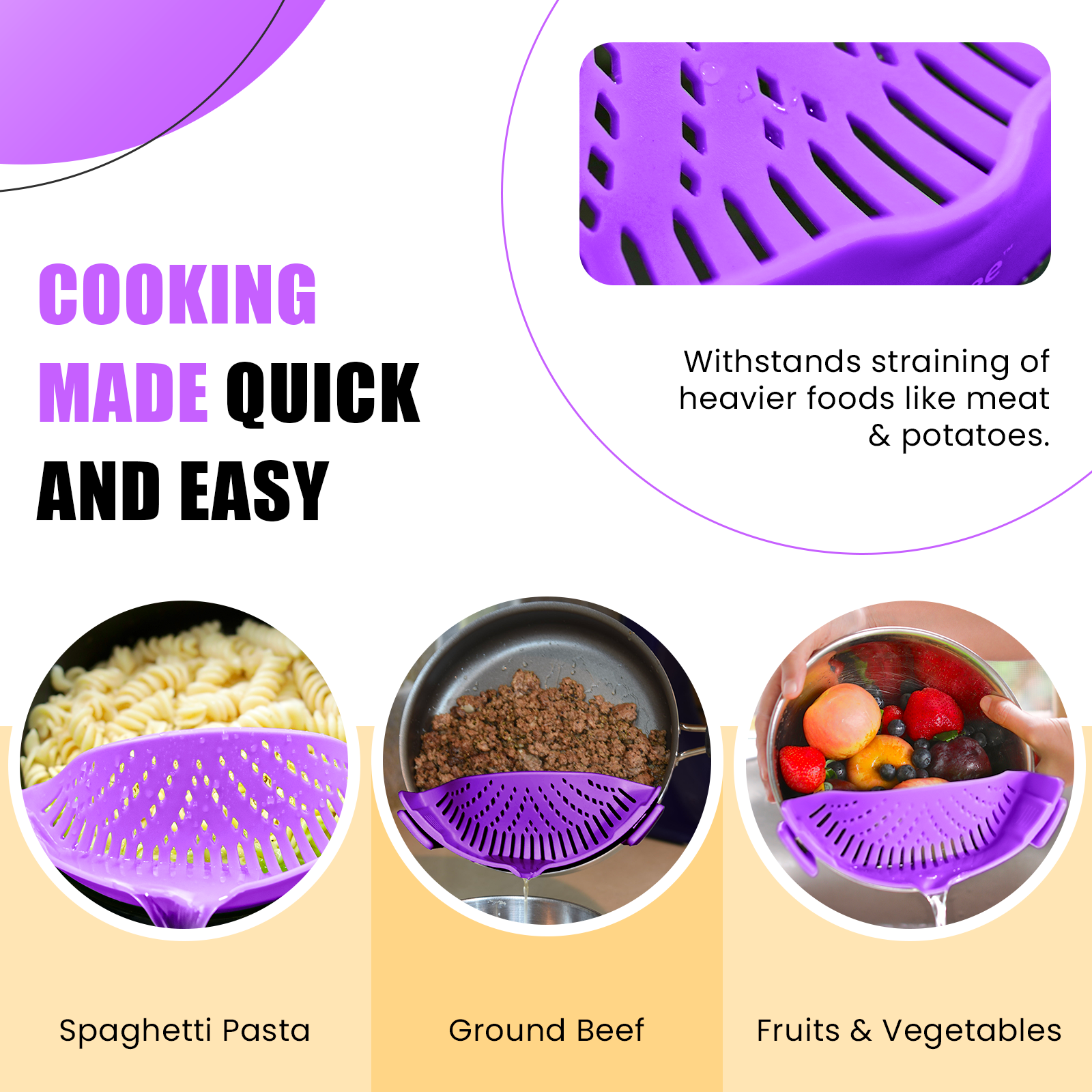 Salbree Clip-on Kitchen Food Strainer - Purple