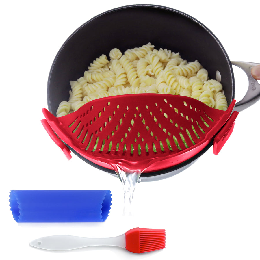 Silicone Clip-On Pot Strainer - Red – Richard's Kitchen Store